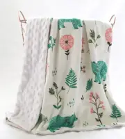 70x100cm Baby Minky Blanket Stroller Cot Shower Gift Scandi Coral Bear