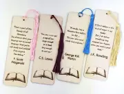 Wooden Bookmarks Engraved Reading Themed Quotes Rowling Lewis Martin Fitzgerald