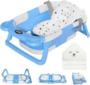 MoreFeel Collapsible Baby Bathtub for Newborn,Bear,Babyblue