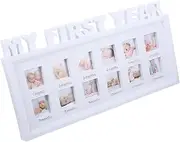 Photo Frame First Year Collage Frame Book Photo Baby First Year Picture Display Infant Picture Growth Frame Vintage Picture Frame Baby White Blush Small Newborn Plastic