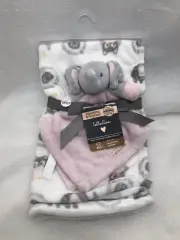 Blankets And Beyond NWT Elephant owl Security Blanket Set Pink Lovey Plush NEW