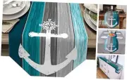Table Runner Nautical Anchor Dresser Scarves Ocean Theme 13x72 inch Teal Grey