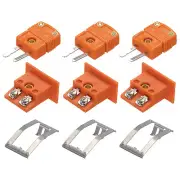 N Type Thermocouple Connectors Male Plug with Panel Mount Socket Orange 2 Set
