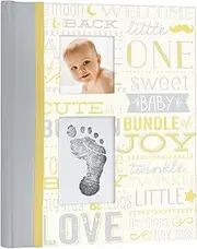 Pearhead Little Blossoms by Vintage Five Year Memory Book with an Included Clean-Touch Pad to Create Baby's Handprint or Footprint, Yellow and Gray, 9x10.75x0.67 Inch (Pack of 1)