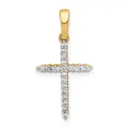 14K Yellow Gold 1/6ct. Real Diamond Cross Pendant