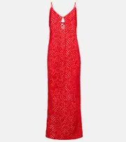 [SIR] SIR Rayure crochet cotton maxi dress AU 14 red
