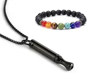 [LAMKHOO] Breathing Necklace for Anxiety Relief Breathlink with Natural Stone Bracelet Quit Smoking Vaping Necklace Stop Smoking Aids Fidget for Smoking Cessation Fum Vaporless Smokeless Inhaler for Adult Men