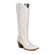 Corral Ladies Pure White Stitch Pattern & Inlay Snip Toe Boots Z5074
