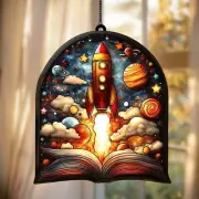 Rocket Acrylic Suncatcher, Space-Themed Window Hanging, Gift for Astronauts