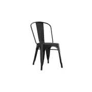 Set of 2 Xavier Pauchard Replica Tolix Kitchen Dining Chair Powder Coated - Mattle Black - Black