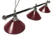 Pool Snooker Billiard Table Lighting - Chrome Light (3 x Burgundy Shades) 61 Inch