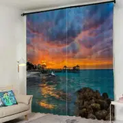 Blue Lake Clear Sky 3D Curtain Blockout Photo Printing Curtains Drape Fabric