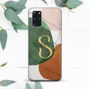 Monogram Name Earthy Tones Lines Case For Samsung Note 20 S20 S21 S22 S23 S24 FE