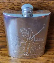 ENGRAVED ROYAL PEWTER HIP POCKET FLASK ETAIN 95% FROM FRANCE