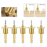 5PCS 6.35mm Hex Shank Tungsten Carbide Tipped Countersink Drill Bits Set with Adjustable Drill Bit Depth Stop for Woodwo