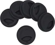 Silicone Drinking Lid Spill-Proof Cup Lids Reusable Coffee Mug Lids Coffee Cup Covers 6 Pcs - Black