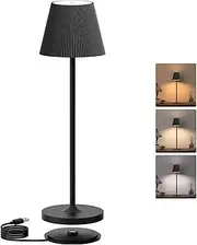 Rechargeable LED Cordless Table Lamp, Dimmable led Table Lamps 3 Colors, Touch Control Battery Operated Lamp, IP54 Portable Metal Light for Home, Dining, Camping, Party, Bar, Restaurant, Patio (1PACK)
