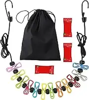 Retractable Portable Clothesline for Travel，Clothing line with 12 Clothes Clips(Including 3 Compressible Towels), for Indoor Laundry Drying line,Outdoor Camping Essentials