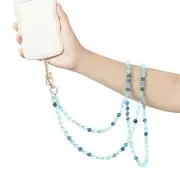 Phone Crossbodyanyard, 120cm Marble Beaded Phone Strap with Tether L