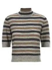 [Brunello Cucinelli] Brunello Cucinelli-Lurex Wool Cropped Sweater Maglioni Multicolor-Donna M