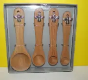 NEW Beechwood Measuring Spoons Set of 4 Zinc Honey Bees Kirklands Home