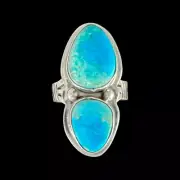 Navajo Native American Kingman Turquoise Ring Size 7 by Lyle Piaso SKU 233041
