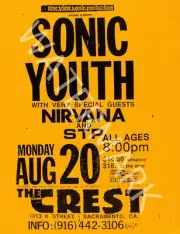 Sonic Youth - Nirvana - 1990 Vintage Music Poster