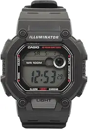 [Casio] Men's Digital Square Worldtime Watch, Black Dial, Black Band
