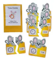 Educational Math Activity Learning Game Telling Time Puzzles Hour & Half Hour