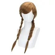 Anna wigs Double Braided Wig Cosplay Long Brown Princess wigs for Women girls Party