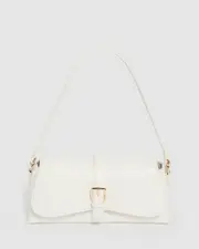 White Sasha Buckle Shoulder Bag