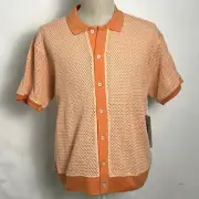 Obey Men's Knit Mesh Polo Grove Button Up Peach Size M NWT Shepard Fairey
