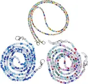 [Ipetboom] 3pcs Non Slip Eyeglasses Chain Lanyard Elegant Bead Design Skid Glasses Hanging Accessory for Myopic Sunglasses and Glasses Simple Easy to Use