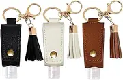 Portable Empty Travel Bottle Keychain Hand Sanitizer Bottle Holder 3 Pack 1oz / 30ml Small Squeeze Bottle Refillable Containers for Toiletry Shampoo Lotion Soap (Black+White+Brown)