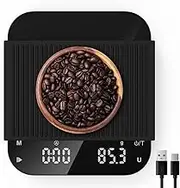 Digital Coffee Scale with Timer, [0.1g/3KG ] Diyife High Precision Pour Over Coffee, Drip Espresso Scale with Tare, Large LED Display, Rechargeable Mini Kitchen Scale with Silicone Cover for Baking