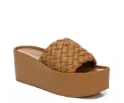 $380 NIB VINCE MARI SLIP ON PLATFORM WEDGE SANDALS WOVEN TAN LEATHER SZ 7