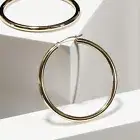 14K Real Solid Gold Shiny Polished Large Chunky Creole Hoop Earrings Large Size