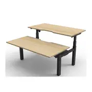 Adjustable 2Person Workstation Natural Oak And Black 1800Mm