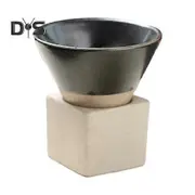 100ML Crude Pottery Funnel Coffee Cup with Base Heat-resistant Handmade Japanese Style Latte Cappuccino Tea Espresso Tapered Mug Birthday Gift black