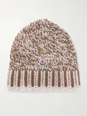 [Moncler] Moncler - Ribbed Wool-blend Beanie - Brown - One size One size Brown