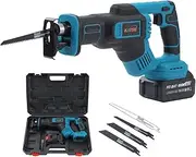 KATSU FIT-BAT 21V Cordless Reciprocating Saw with 3.0Ah Battery and Charger, 4 Saw Blades, 28mm Stroke Length, Variable Speed, Tool-Free Blade Change Ideal for Metal and Wood Cutting Pruning
