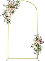 Wokceer 7.2 FT Wedding Arch Backdrop Stand, Square Gold Metal Arch for Ceremony, Birthday Party, Bridal Baby Shower, Photo Booth, Garden Floral Balloon Decoration