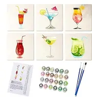 Cocktail Number Painting | Paint Party Kits for Adults - 5.91x5.91in Hand-Painted Oil Painting Set with Brush and Acrylic Paints for Home Wall Decor