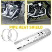 Chrome Exhaust Pipe Heat Shield Cover Heel Guard Universal For Suzuki Honda EAW