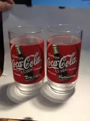 2 NEW Always Coca-Cola Classic Coke Glass, English, French, 1997 "FREE SHIPPING"