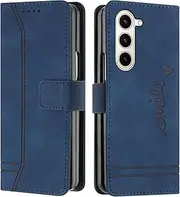 [Lihondar] Compatible with Samsung Galaxy Z Fold 5 Case, PU Leather Shockproof Protective Cover for Samsung Z Fold 5 (Blue)