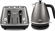 De'Longhi Distinta Titanium Breakfast Collection, Set Includes 4 Slice Toaster, Electric Kettle, Titanium