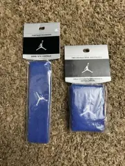 Vintage Nike Michael Jordan Jumpman Headband & Wrist Bands Light Blue & Silver