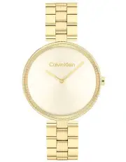 [Calvin Klein] Gleam Ionic Plated Thin Gold Steel Dial Women's Watch in Light Champagne