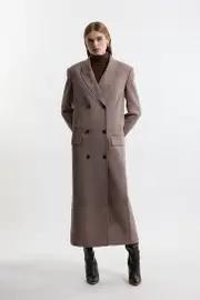 Wool Blend Oversized Tailored Double Breasted Long Line Coat